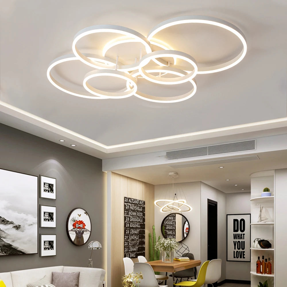 Modern Linear LED Chandelier — Dimmable 3-Tone Light (1–6 Heads)