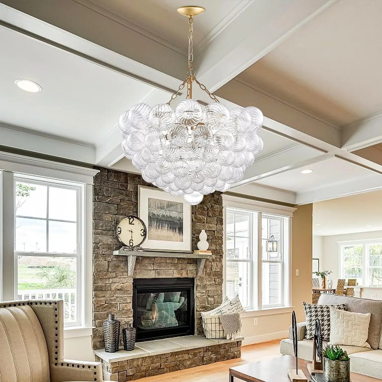 French Bubble-Ball Glass Chandelier — Villa Statement