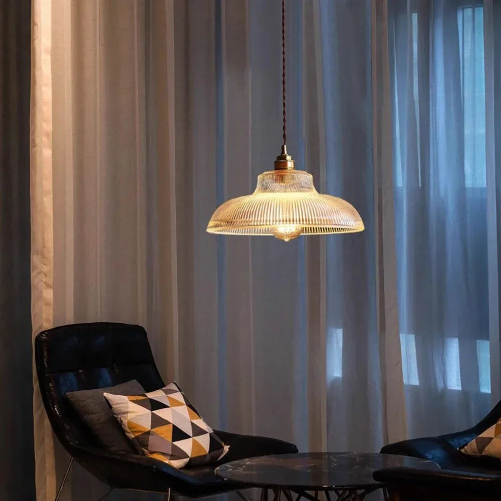 Nordic Glass Pendant — Modern Copper Hanging Light