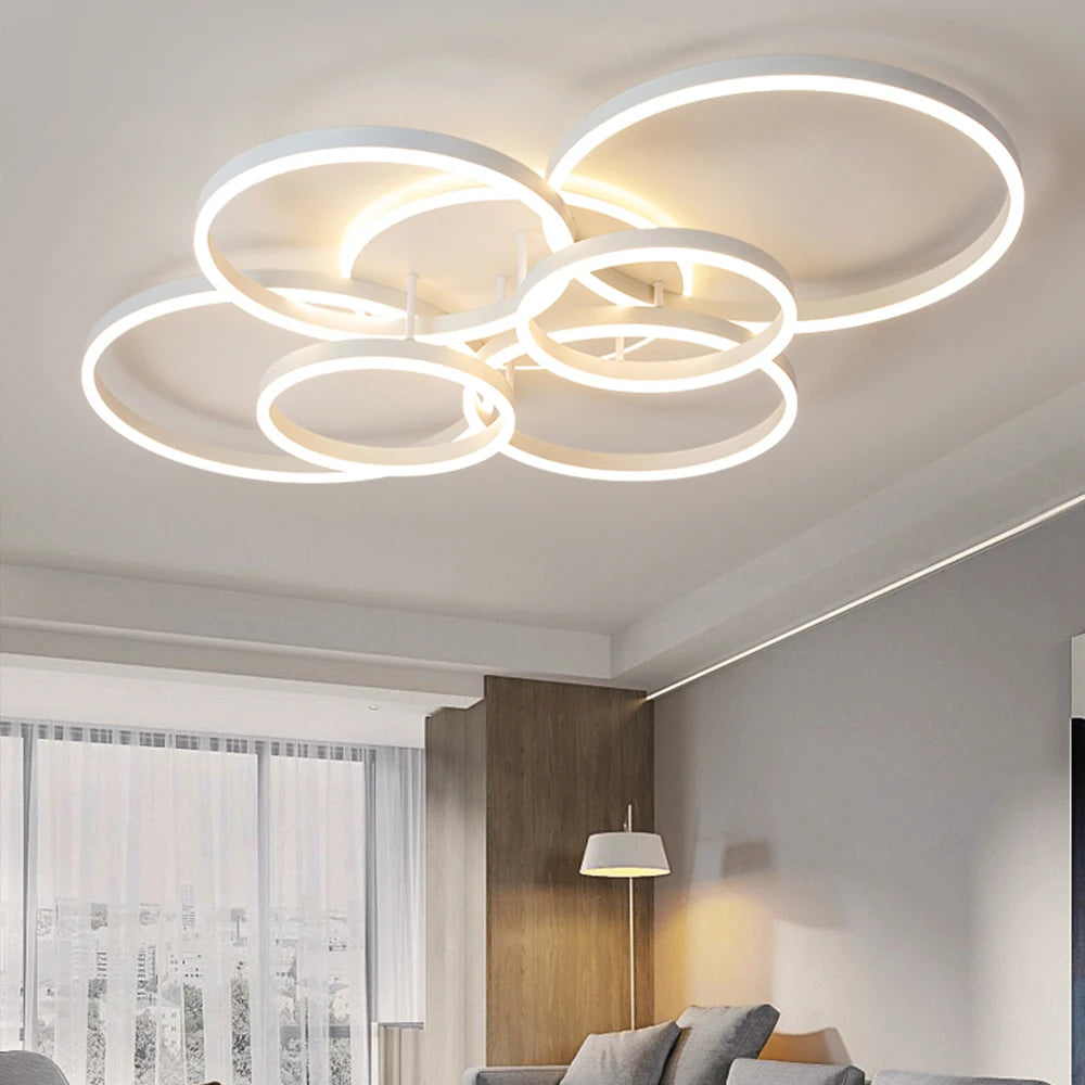 Modern Linear LED Chandelier — Dimmable 3-Tone Light (1–6 Heads)