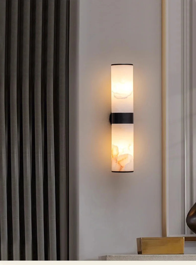 Luxury Alabaster Marble Wall Sconce — Spanish Stone & Solid Copper