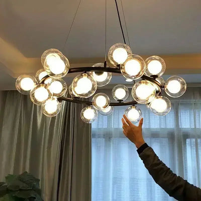 Nordic Gold Bubble Glass Chandelier — Cluster Pendant