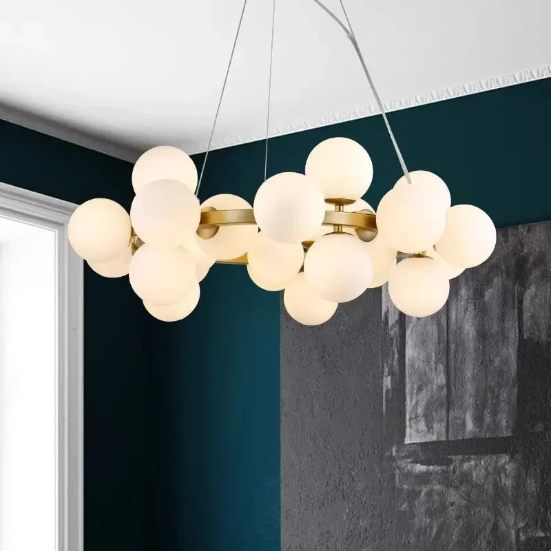 Modern Round Bubble Glass Chandelier — Clear Globes