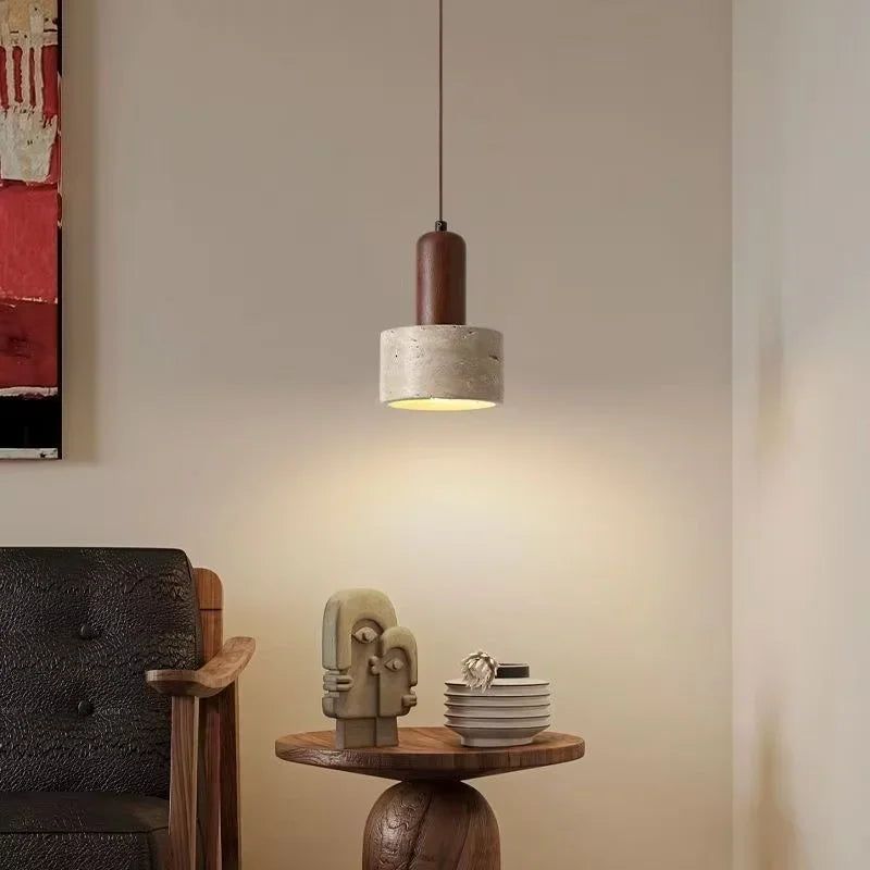 Wabi-Sabi Travertine Pendant Light — Natural Stone Dining Light