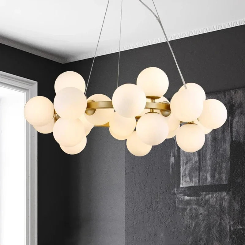 Modern Round Bubble Glass Chandelier — Clear Globes