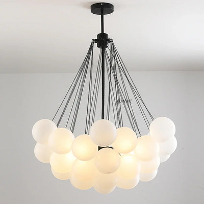 Frosted Glass Bubble-Ball Chandelier — Soft Cloud Cluster