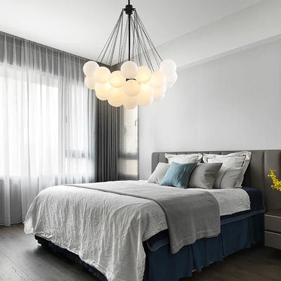 Frosted Glass Bubble-Ball Chandelier — Soft Cloud Cluster