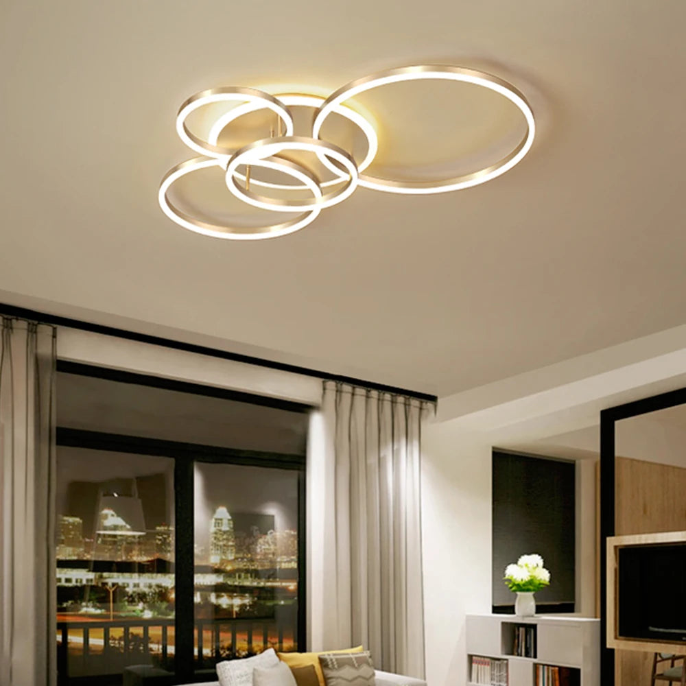 Modern Linear LED Chandelier — Dimmable 3-Tone Light (1–6 Heads)