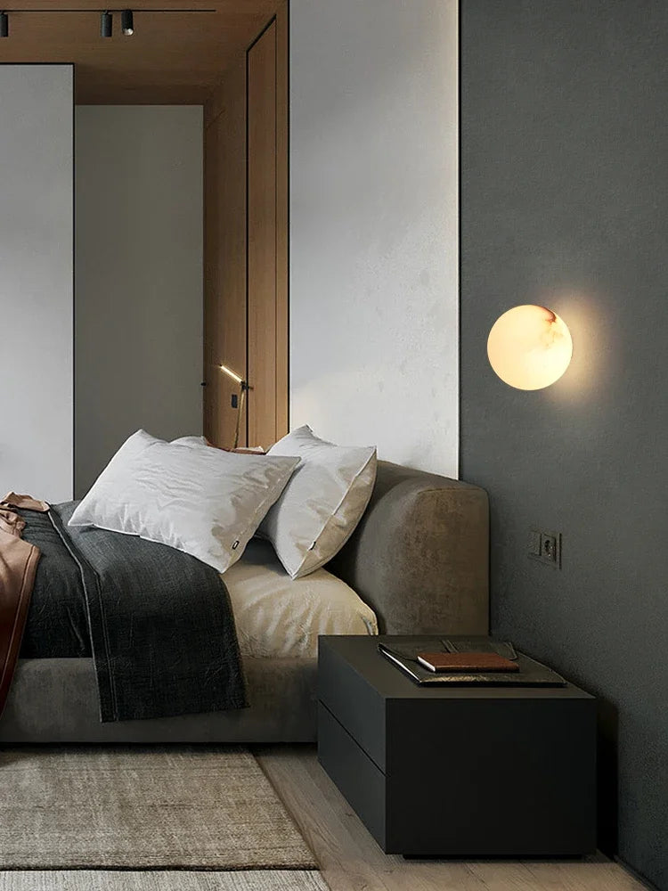 Natural Alabaster Wall Sconce — Soft Glow LED (Copper)