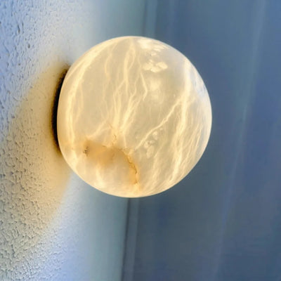 Natural Alabaster Wall Sconce — Soft Glow LED (Copper)