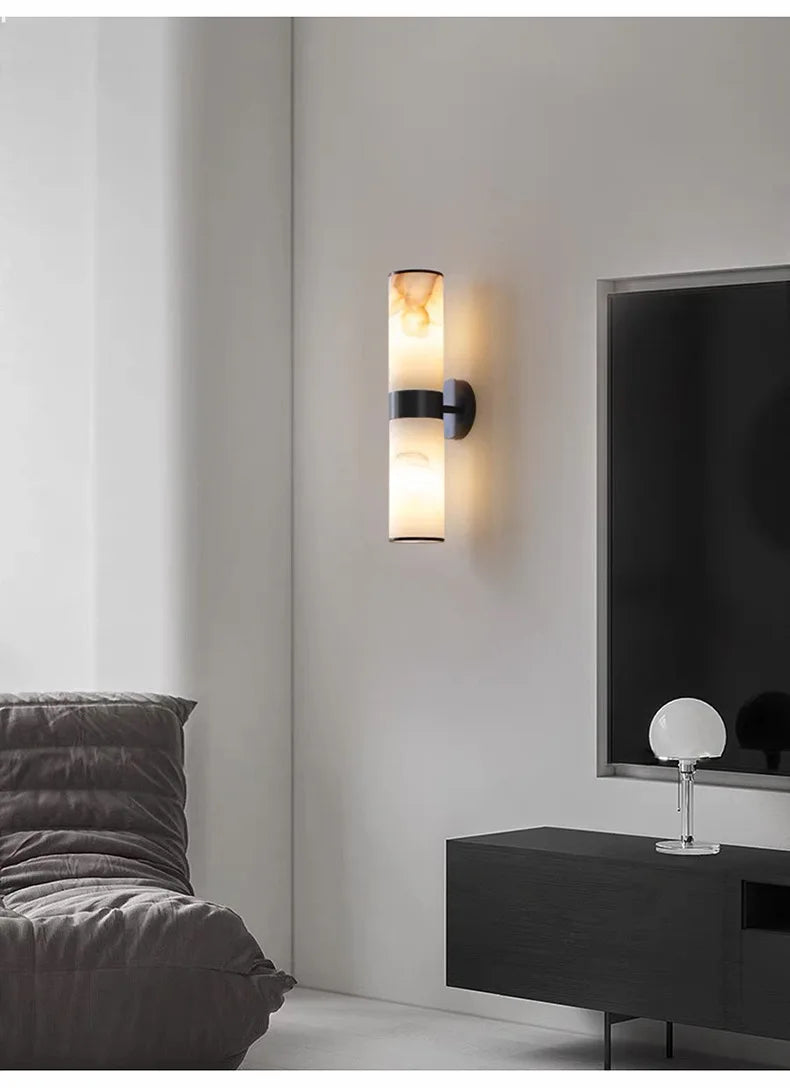 Luxury Alabaster Marble Wall Sconce — Spanish Stone & Solid Copper