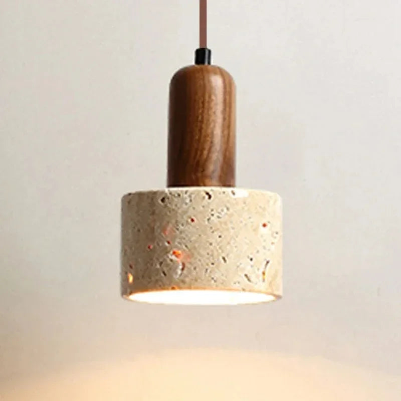Wabi-Sabi Travertine Pendant Light — Natural Stone Dining Light