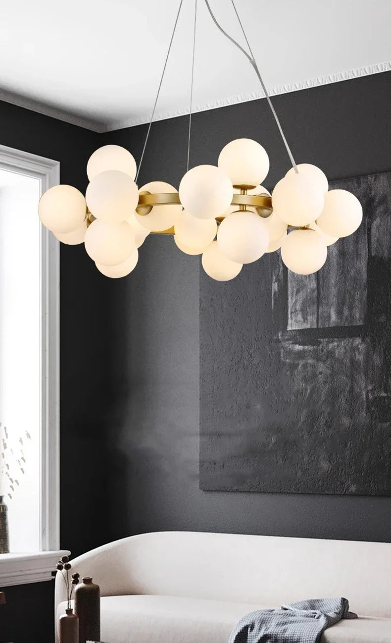 Modern Round Bubble Glass Chandelier — Clear Globes