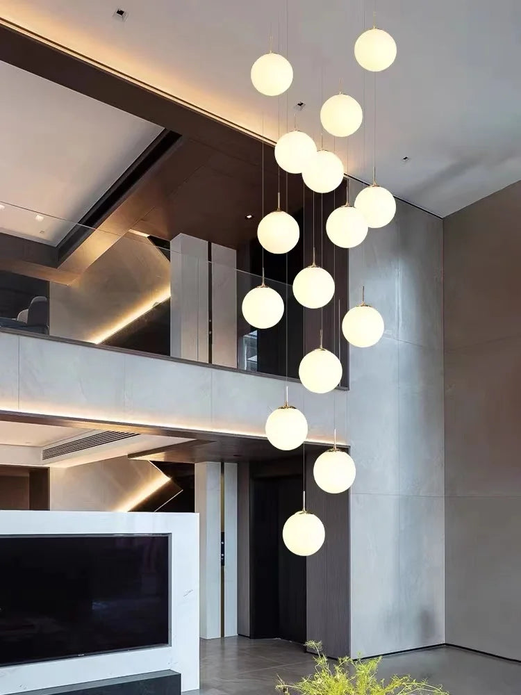 Cascading Glass Bubble Chandelier — Stairwell & Double-Height Statement