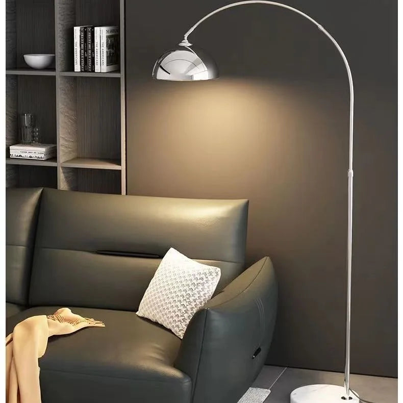 Italian Marble Floor Lamp — Gold & Black LED Reading Light
