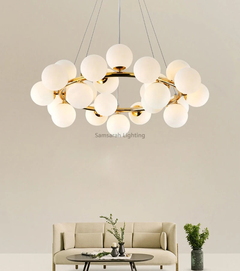Nordic Gold Bubble Glass Chandelier — Cluster Pendant