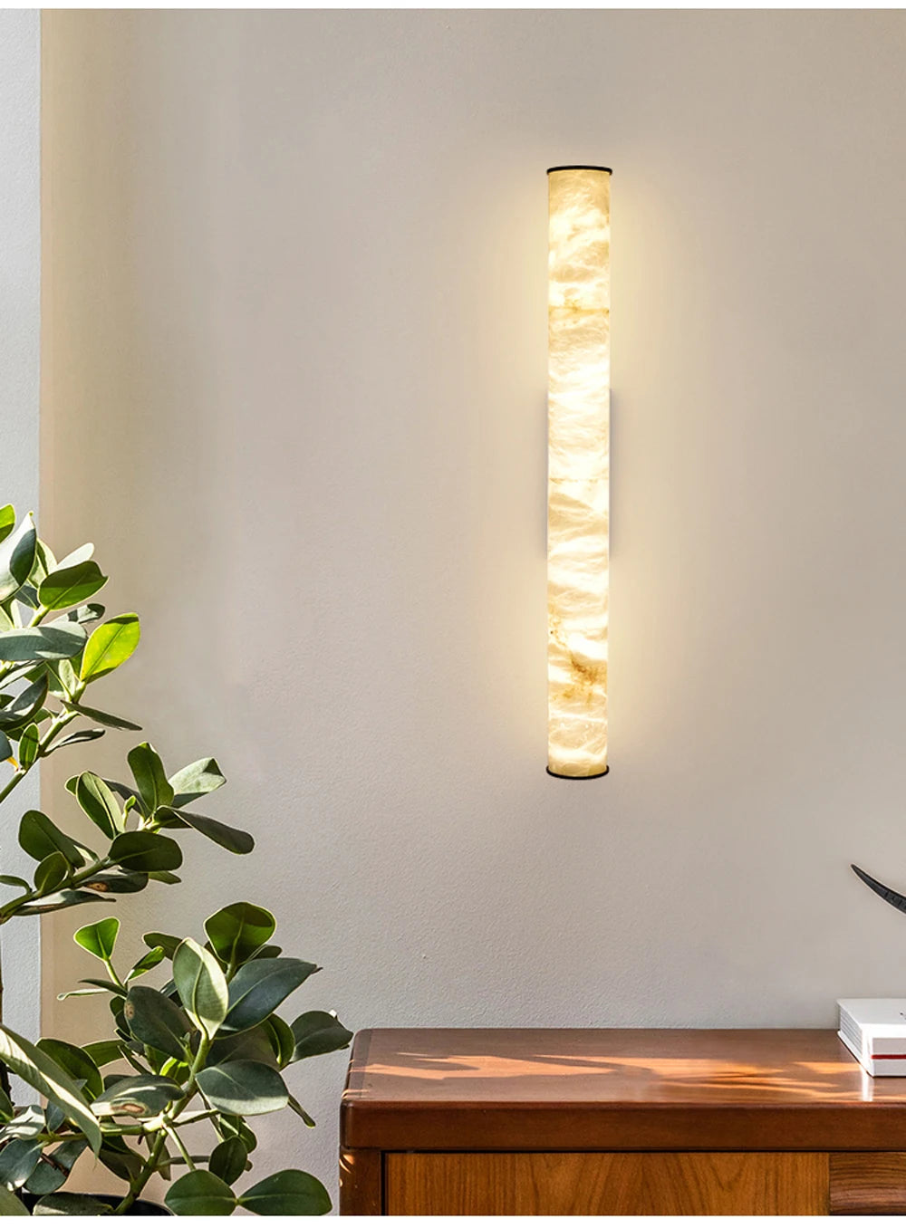Alabaster & Marble Linear Pendant — Cylinder Dining Bar Light