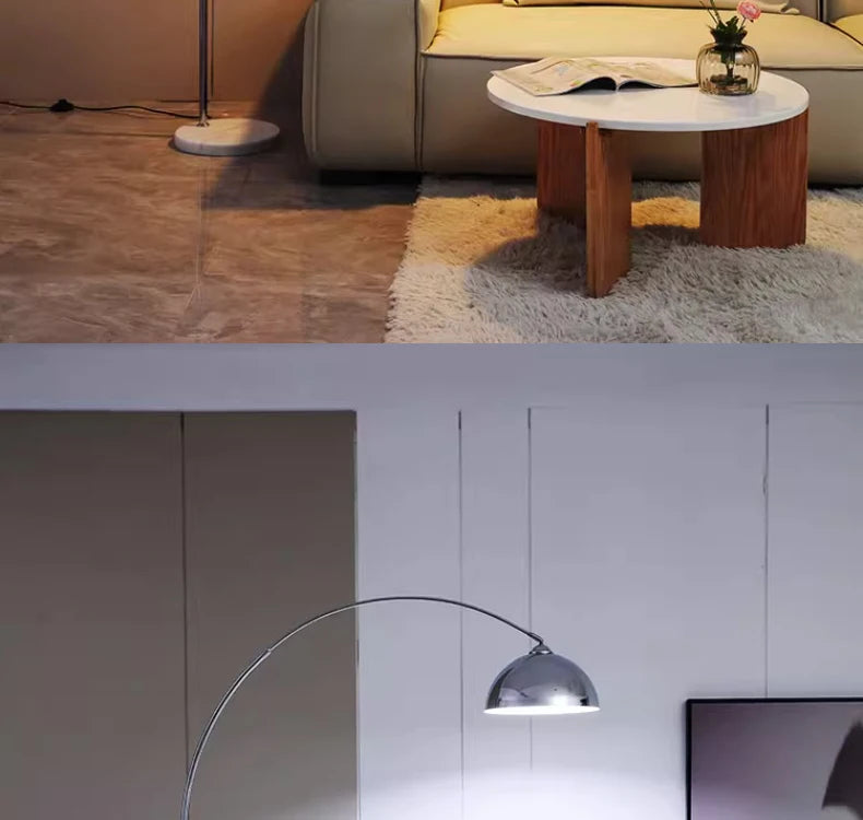 Italian Marble Floor Lamp — Gold & Black LED Reading Light