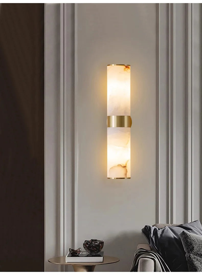 Luxury Alabaster Marble Wall Sconce — Spanish Stone & Solid Copper