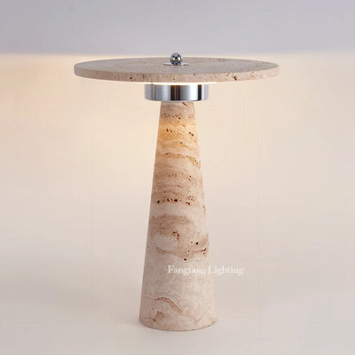 Sculptural Travertine Mushroom Lamp — Cave Stone LED (Dimmable)