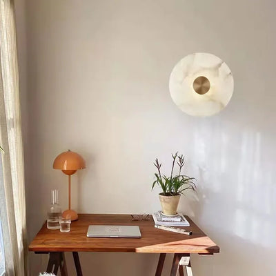 Luma Alabaster Disc Wall Sconce — Round Natural Stone LED