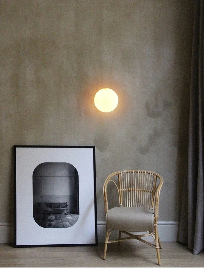 Natural Alabaster Wall Sconce — Soft Glow LED (Copper)
