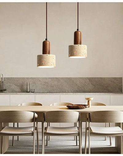 Wabi-Sabi Travertine Pendant Light — Natural Stone Dining Light