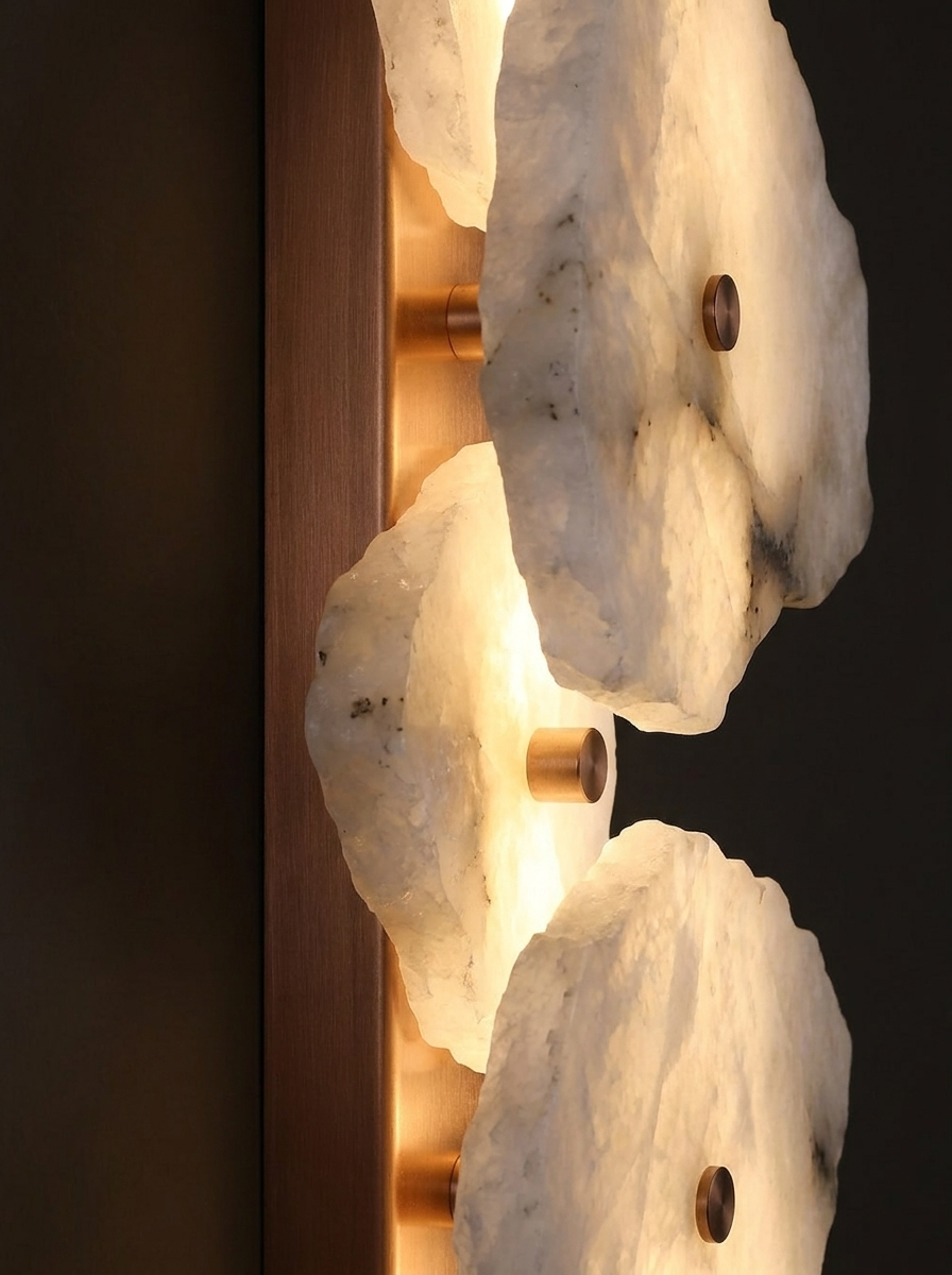 Detail of copper bar and alabaster discs